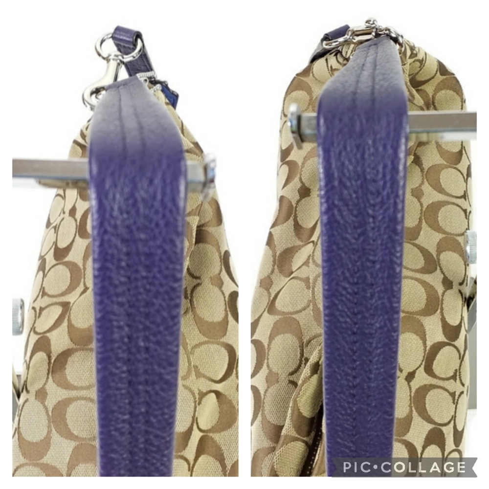 Coach F23279 Signature Park Khaki Indigo Hobo Shoulder Bag Convertible - Picture 14 of 16